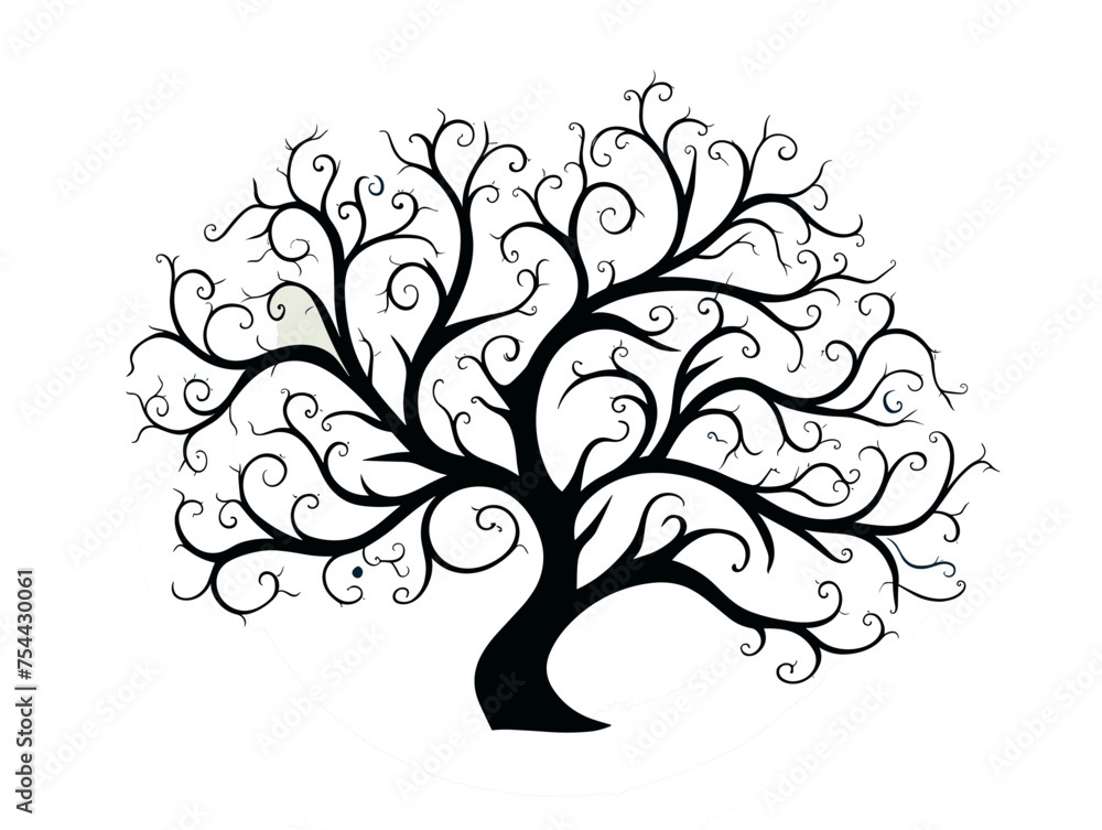 Obraz premium simple Vector in modern thin line style of Whimsical tree