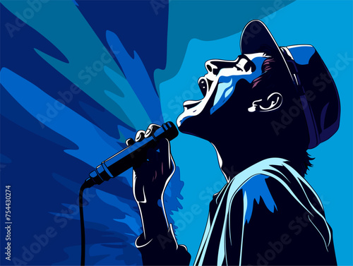 very simple isolated styled vector illustration of singer