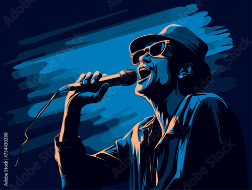 very simple isolated styled vector illustration of singer