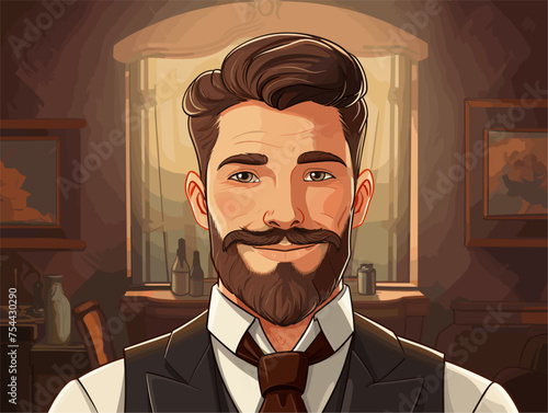 very simple isolated styled vector illustration of a man with beard