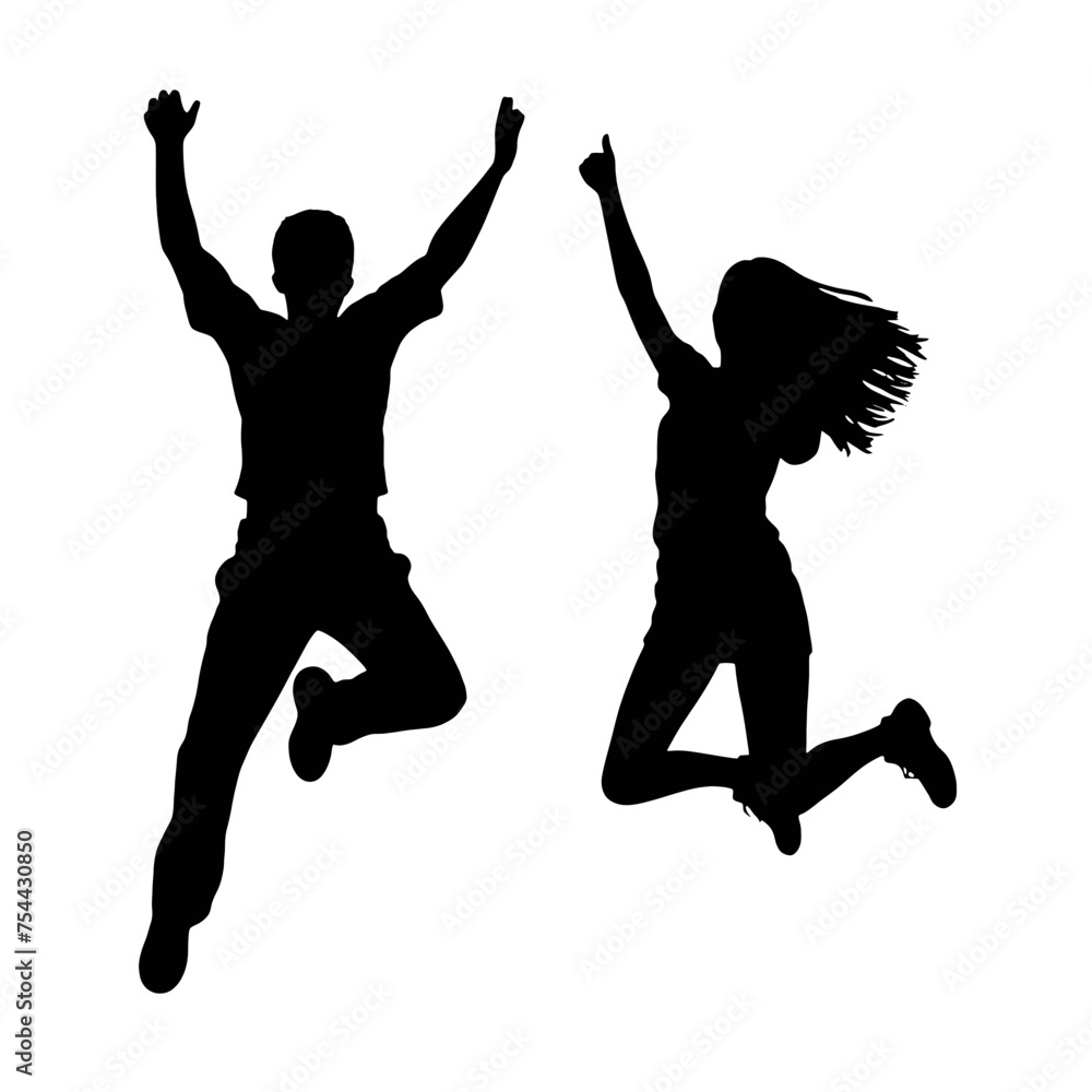 Jumping group people silhouette. People jumping Jumping group people silhouette. People jumping