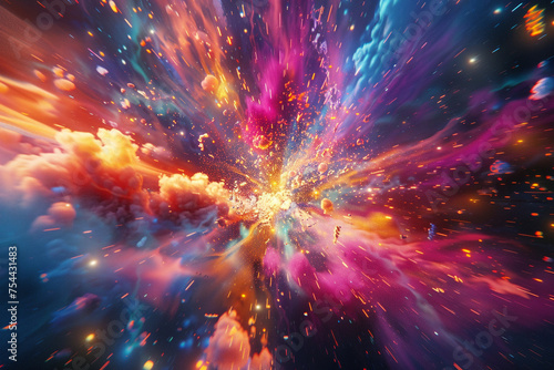 Illuminate the inner workings of a nuclear fusion reaction with a burst of vibrant colors