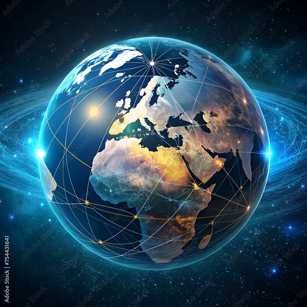 Fototapeta premium Digital map of Asia, concept of global network and connectivity