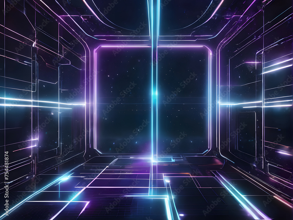 Obraz premium abstract background with glowing lines, sci fi background with holographic lines