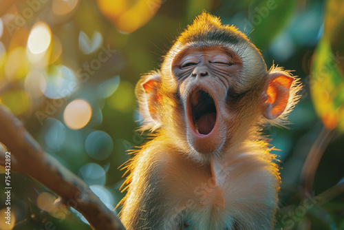 Gähnende Tiere - Junger Affe © paganin