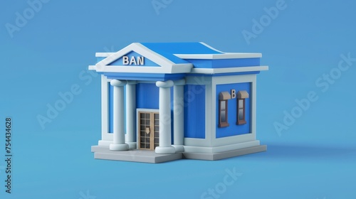 bank cartoon, banking icon 3d rendering illustration