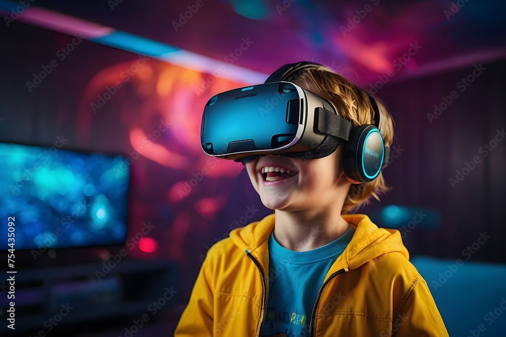 Happy kid experiencing virtual reality
Happy kid experiencing virtual reality