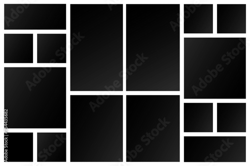 16 collage photo frame template  vector illustration