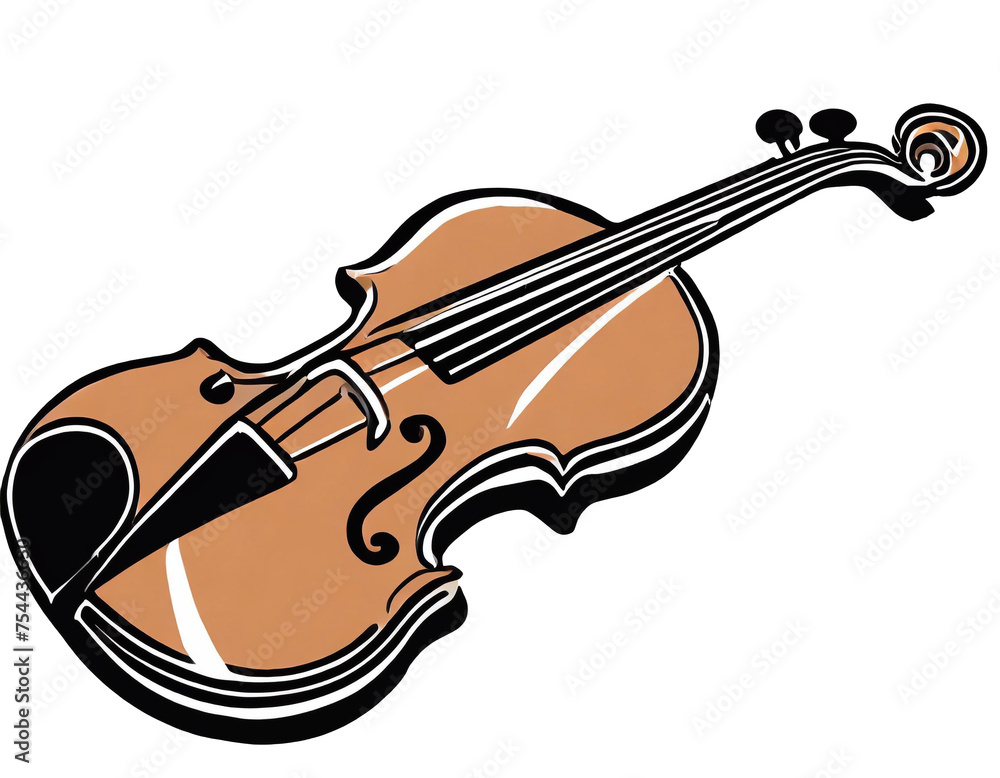 Obraz premium Classical violin. Isolated musical instrument on white background. illustration in flat style design.