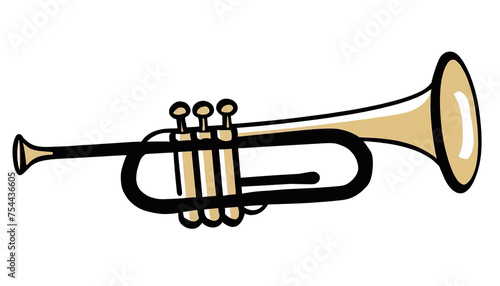 Trumpet musical instrument illustration. Flat design on a white background photo