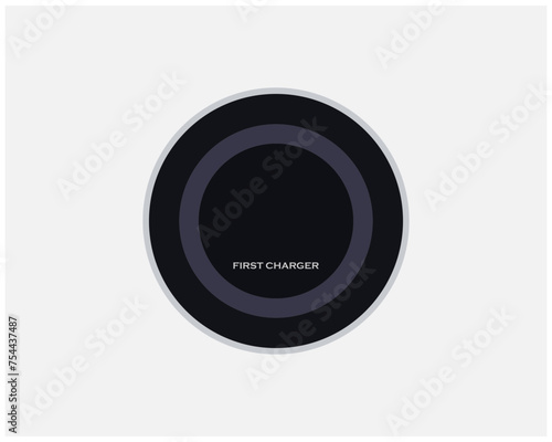 Wireless battery charger and smartphone or tablet - Vector illustration. Wireless charger infographics. Wireless charging technology concept on white background.