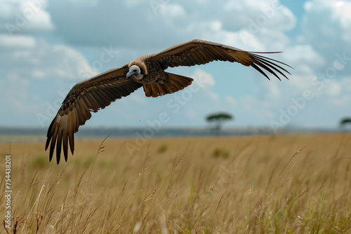 Gliding vulture coming in to land.AI generated © Ammad