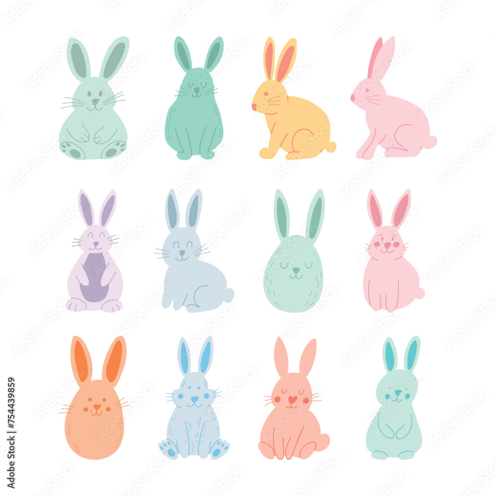 Obraz premium Spring rabbits Easter bunny. Cute Easter bunnies.