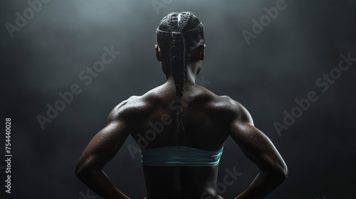Espalda de una deportista musculosa