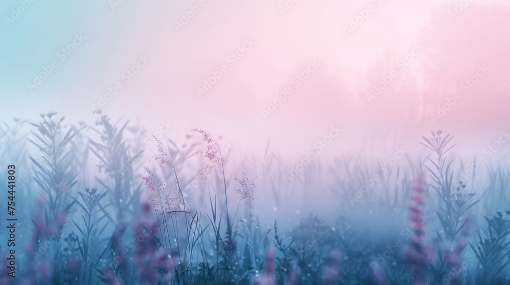 Beautiful pink blue pastel misty morning blur background. AI generated image