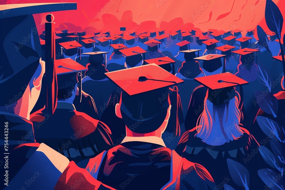 An immersive illustration depicting the proud moment of a graduation ...