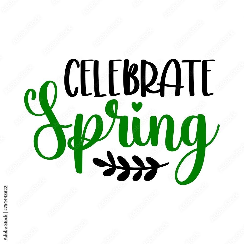 Fototapeta premium Spring typography design on plain white transparent isolated background for card, shirt, hoodie, sweatshirt, apparel, tag, mug, icon, poster or badge