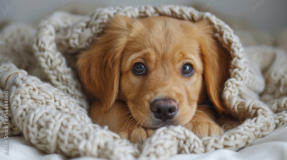 Cute Labrador Retriever puppy, its big eyes gleaming. Isolated on white background.