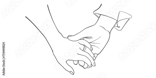 Line art vector illustration of a couple hands