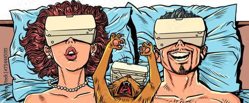 The family lives life in a new, alternative VR reality. Technological possibilities are interesting to spend your leisure time at home in a gadget. A threat to the construction of a new social unit