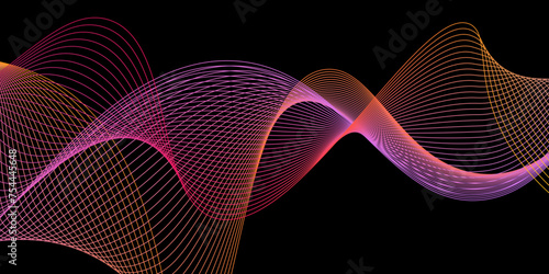 abstract Neon pink And orenge Wave Lines Pattern On Black Background,Digital neon lines on black background. Modern texture,electronics background for banner, web design, business,