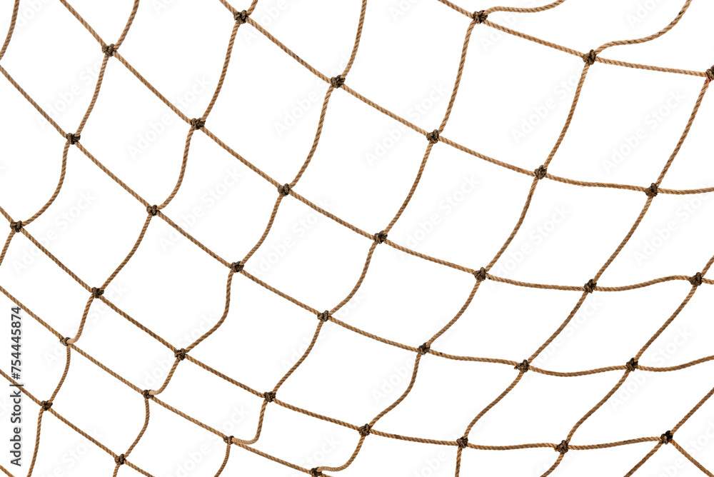 Football or tennis net. Rope mesh on a white background close-up Football or tennis net. Rope mesh on a white background close-up