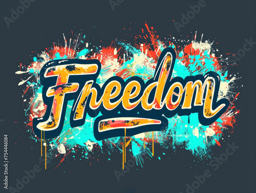 A colorful graffiti of the word freedom