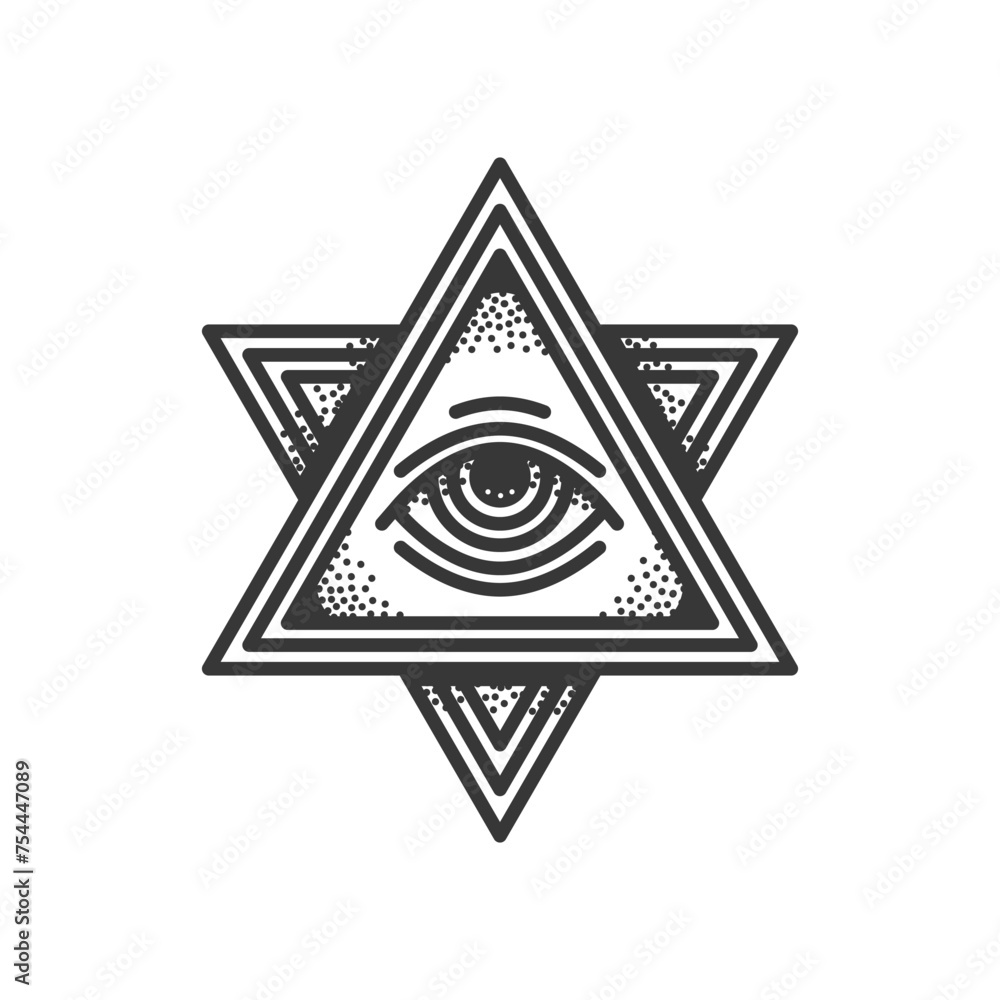 Abstract tattoo style line art emblem with impossible shape and undercover symbols Abstract tattoo style line art emblem with impossible shape and undercover symbols