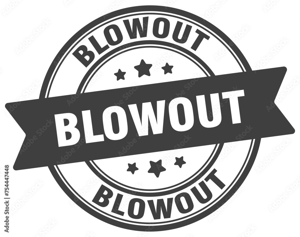 blowout stamp. blowout label on transparent background. round sign