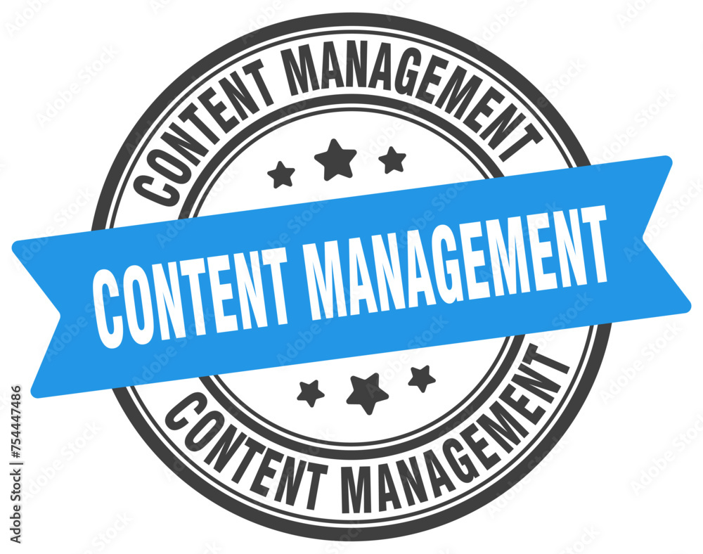 Obraz premium content management stamp. content management label on transparent background. round sign