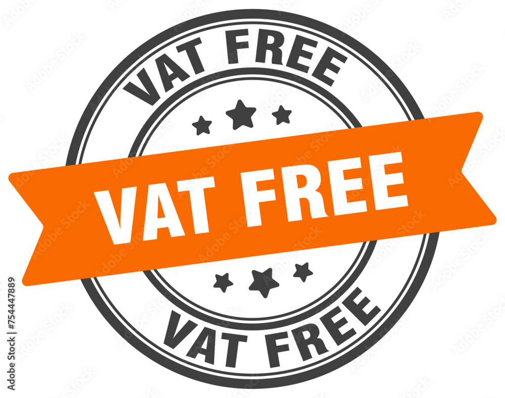 vat free stamp. vat free label on transparent background. round sign