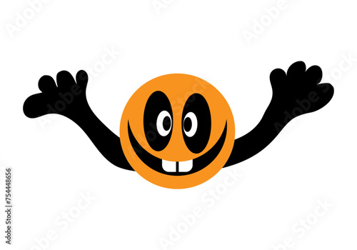 Icono de carita sonriente y feliz con mirada bizca y y brazos abiertos