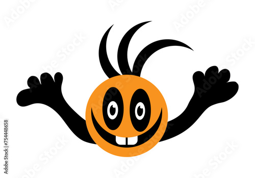 Icono de carita sonriente y feliz mirando al frente y con los brazos abiertos