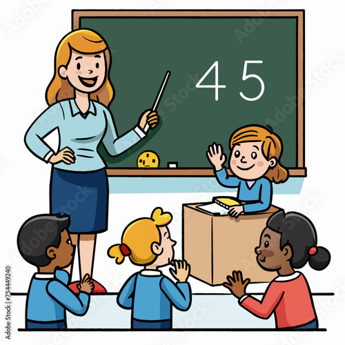 back to school, teacher teaching student on the school classroom