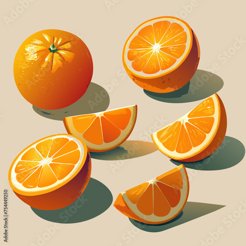 slices of orange on white