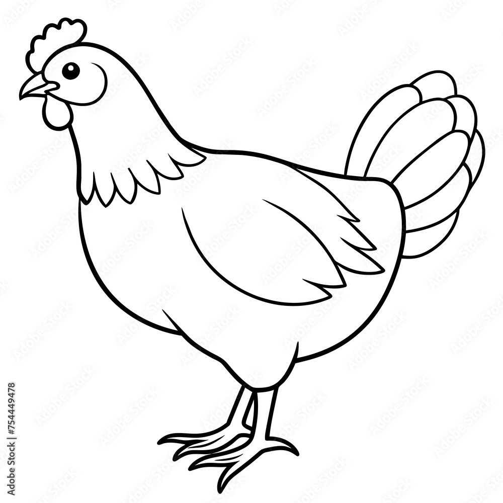 outline illustration of a chicken hen outline illustration of a chicken hen