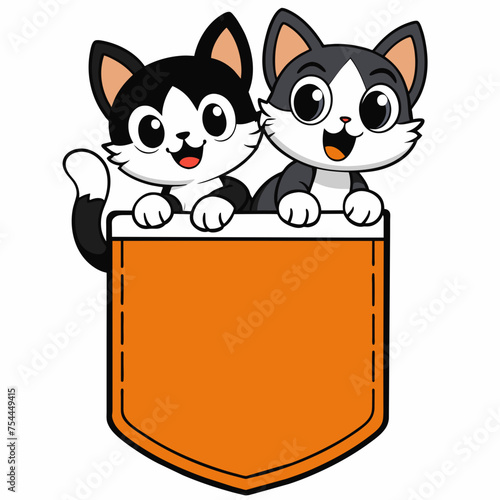 cat with sign, cats logo, text space