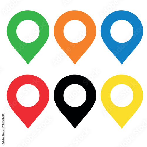 Location icon, map pins, GPS navigation.