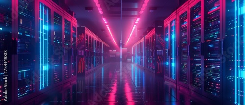 Crypto Mining Neon Big Data Center