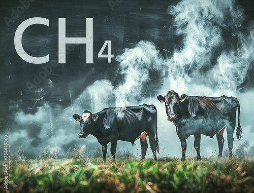 CH4 methane pollution from livestock. photo