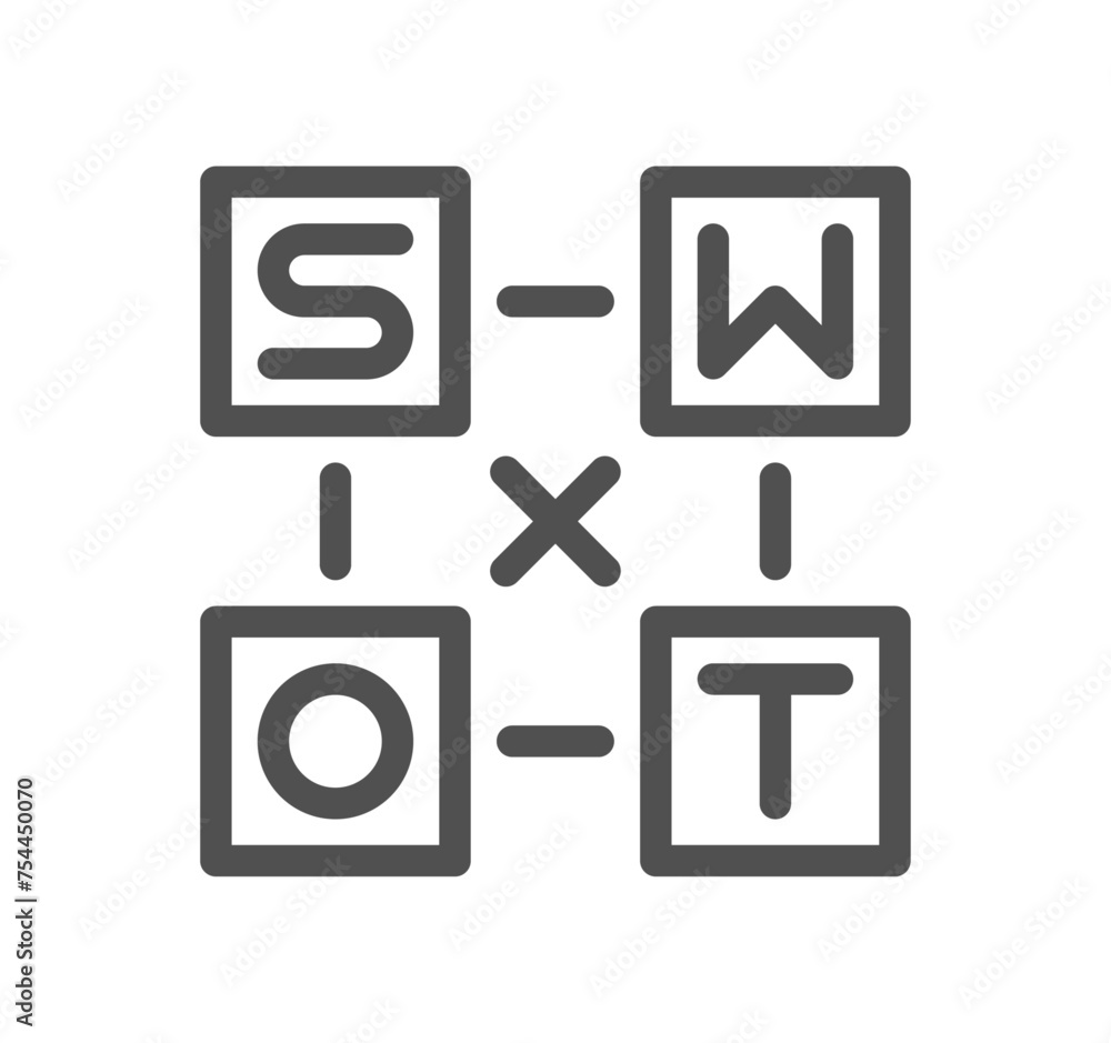 Swot analysis related icon outline and linear vector. Swot analysis related icon outline and linear vector.