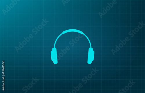 Headphones symbol. Vector illustration on a blue background. Eps 10