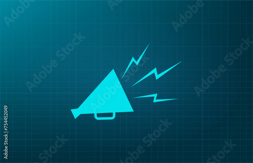 Megaphone symbol. Vector illustration on a blue background. Eps 10