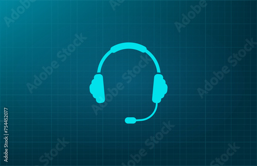 Headphones symbol. Vector illustration on a blue background. Eps 10