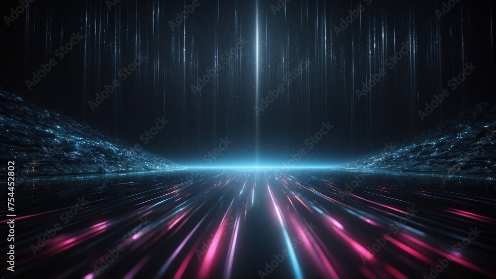 Obraz premium High Tech abstract backdrop with luminous particles and a dark, mysterious atmosphere