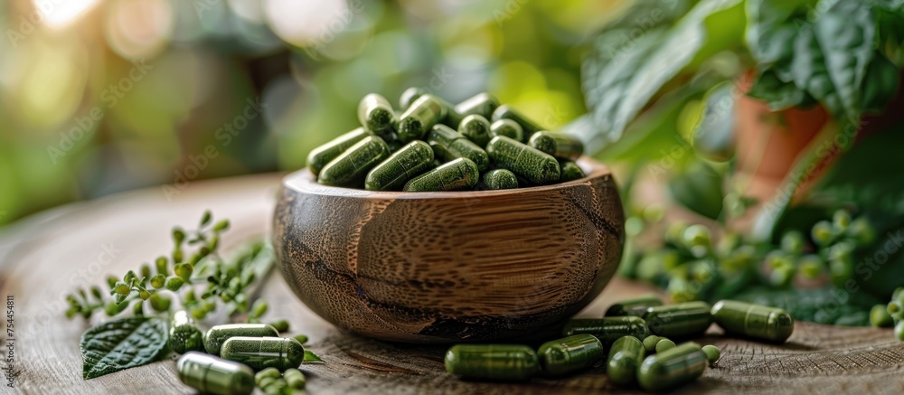 A wooden bowl filled with vibrant green beans is placed on top of a table. The beans are neatly arranged inside the bowl, creating a visually appealing display of fresh produce. A wooden bowl filled with vibrant green beans is placed on top of a table. The beans are neatly arranged inside the bowl, creating a visually appealing display of fresh produce.