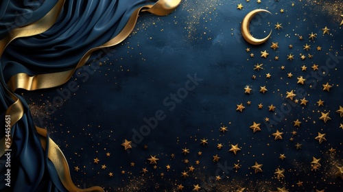 Islamic Background Featuring Navy and Gold Tones