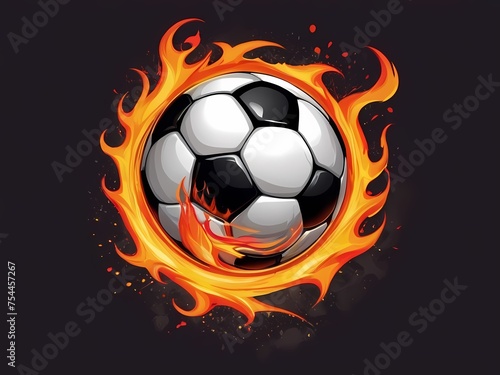 soccer ball with fire flames for your logo or mascot sports