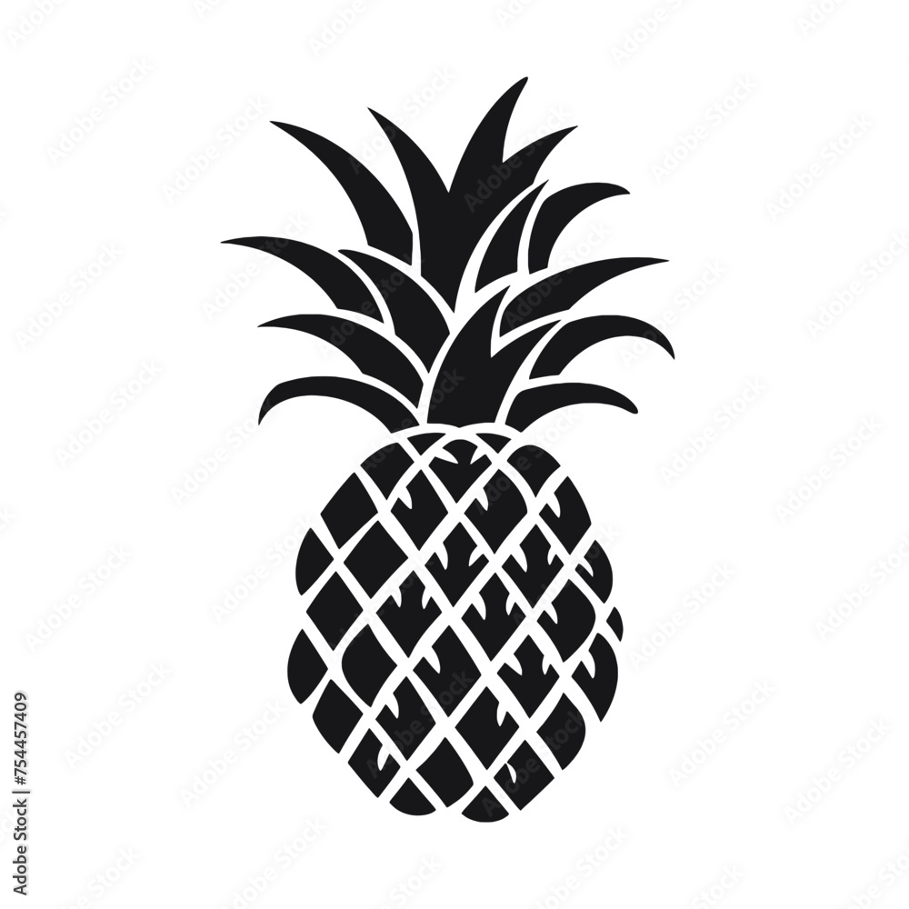 Vector black silhouette of a pineapple isolated on a white background. Vector black silhouette of a pineapple isolated on a white background.
