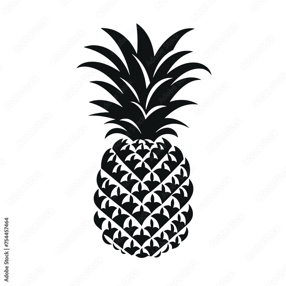 Vector black silhouette of a pineapple isolated on a white background. Vector black silhouette of a pineapple isolated on a white background.